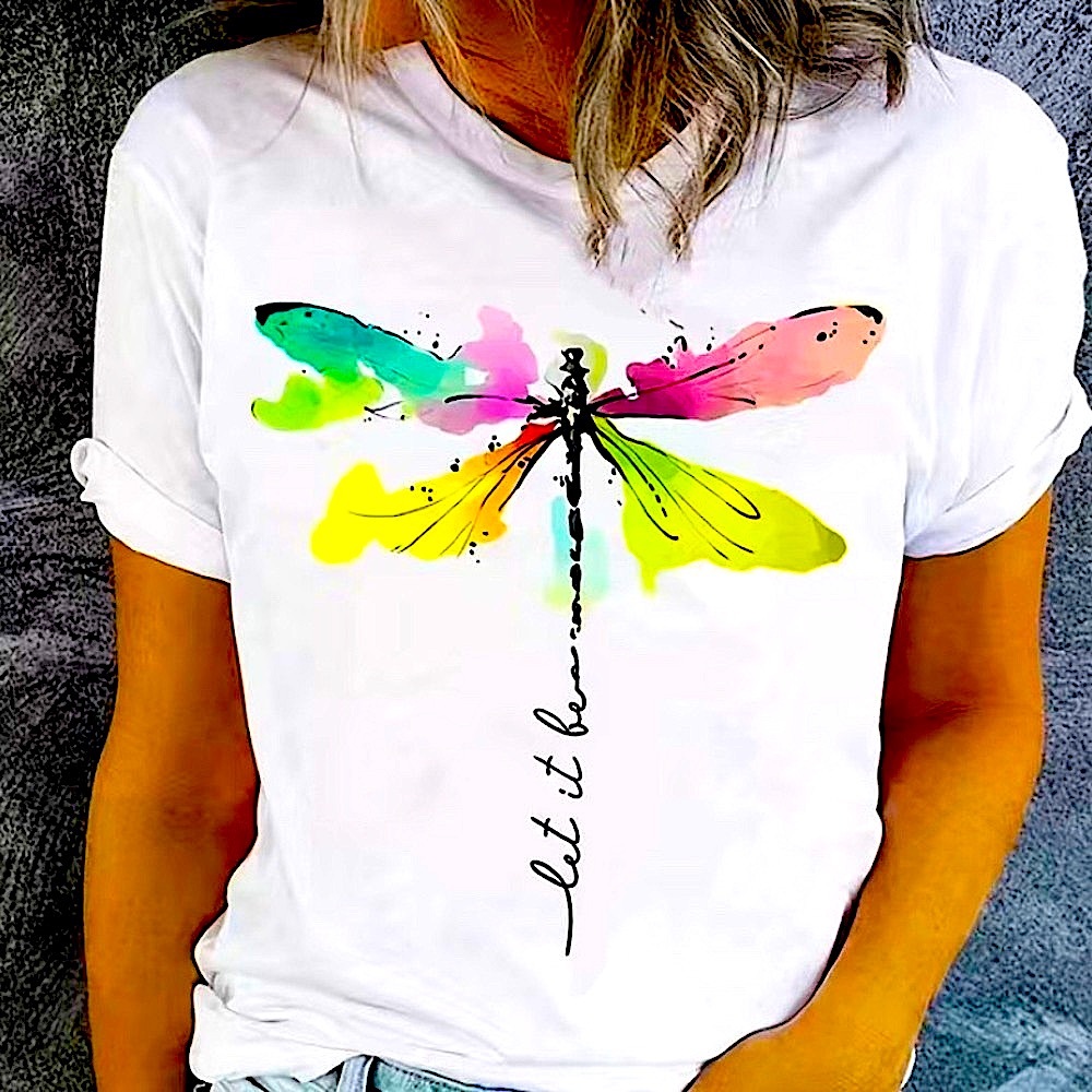 New dragonfly white tee shirt